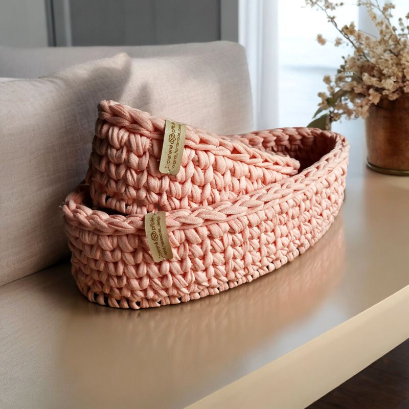 kosik hackovany ovalny set oranzovy merunkovy peach fuzz